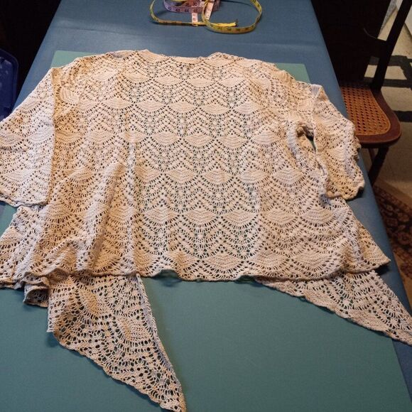 Katie Todd Womens 2X Crochet Asymmetrical Hem Lightweight  Wrap/Sweater/Cover-up - Picture 6 of 6